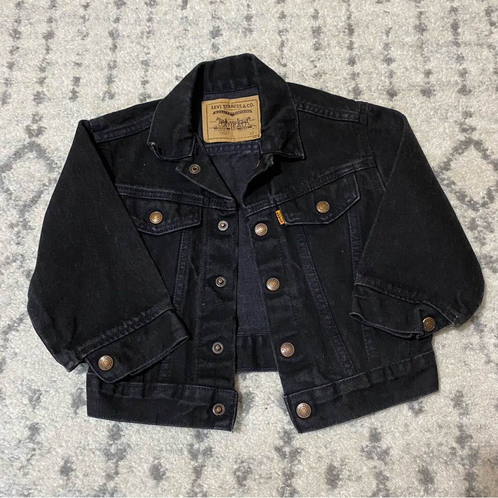 Vintage 1997 levis orange tab black denim jacket size 3T
